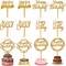 12PCS Gold Birthday Cake Toppers – Multi-Style Acrylic Picks for Party Decorations